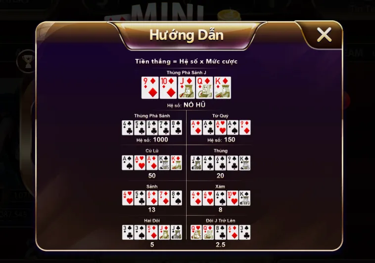 Minigame Mini Poker Tại SunWin Với Cơ Hội Nhận Thưởng Jackpot Lên Tới 500 Triệu Đồng