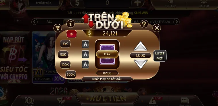 Minigame Trên Dưới Tại SunWin Lối Chơi Độc Đáo Với Tỷ Lệ Thưởng Lên Tới 98 Phần Trăm